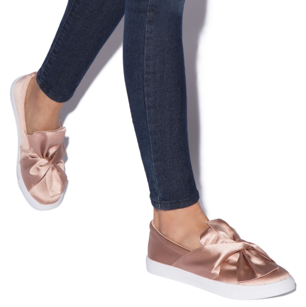 Blush Satin Twist Sneakers (New in box)